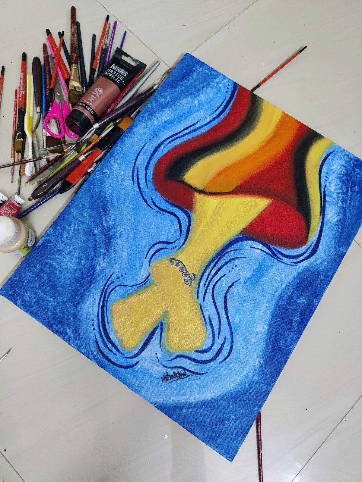 In My Own Flow, acrylics on canvas